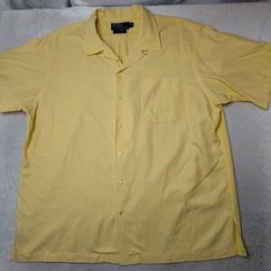 Vintage Polo Ralph Lauren Shirt Mens XL Yellow‎ Silk Cotton Caldwell Loop Collar